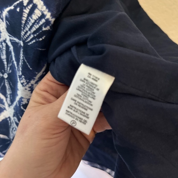 Michael Kor's Blue Abstract Print Fit And Flare Faix Wrap Stretchy Waist Size 8 - Picture 8 of 12